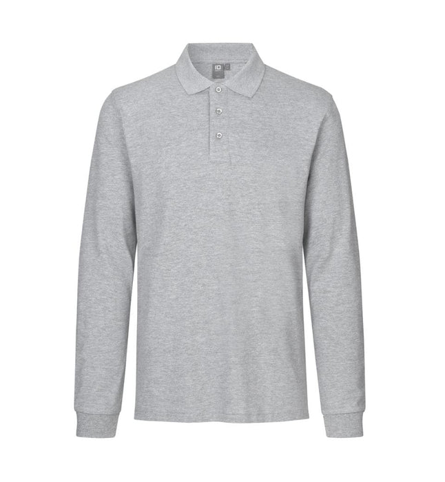 Basic Langærmet Poloshirt - Herre - Grå -  ID 0544