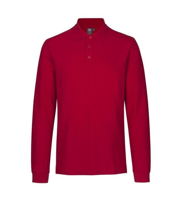 Basic Langærmet Poloshirt - Herre - Rød -  ID 0544