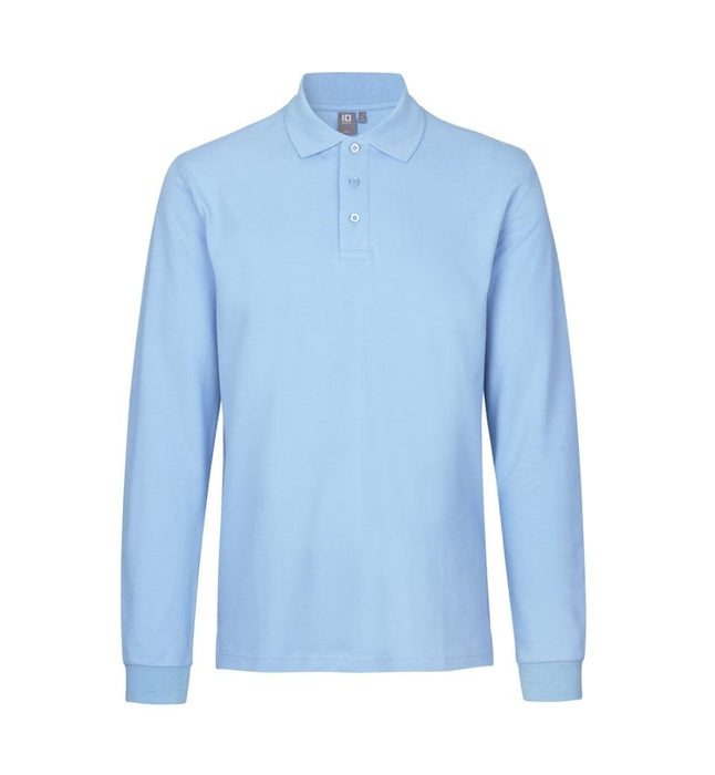 Basic Langærmet Poloshirt - Herre - Lys Blå -  ID 0544