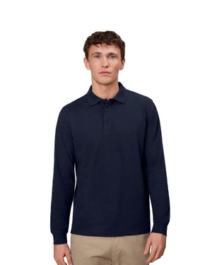 Langærmet Polo T-shirt med stretch - Herre - Navy blå - 0544