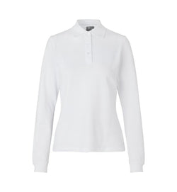 Langærmet Stretch Polo - Dame - Hvid - ID 0545
