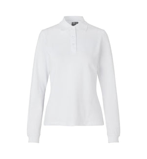Langærmet Stretch Polo - Dame - Hvid - ID 0545