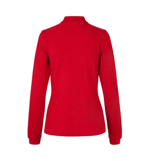 Langærmet Stretch Polo - Dame - Rød - ID 0545
