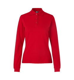 Langærmet Stretch Polo - Dame - Rød - ID 0545