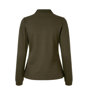 Langærmet Stretch Polo - Dame - Oliven - ID 0545