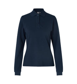 Langærmet Stretch Polo - Dame - Navy - ID 0545
