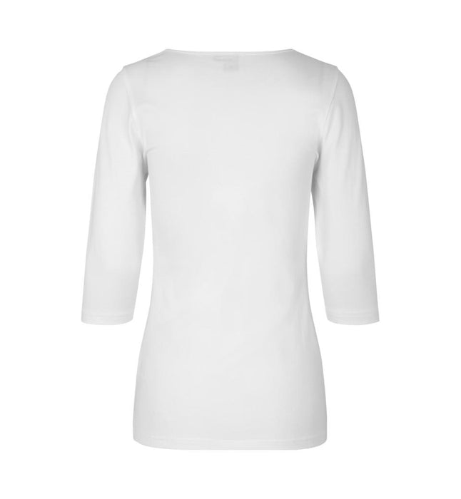 3/4 Ærmet Stretch T-shirt - Dame - Hvid - ID 0597