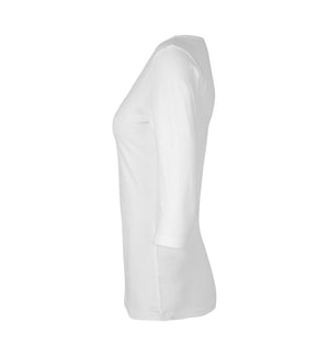 3/4 Ærmet Stretch T-shirt - Dame - Hvid - ID 0597