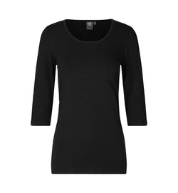 3/4 Ærmet Stretch T-shirt - Dame - Sort - ID 0597