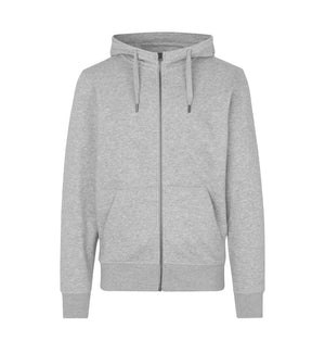 Sweatshirt hoodie med lynlås, Grå melange, Herre - 0638