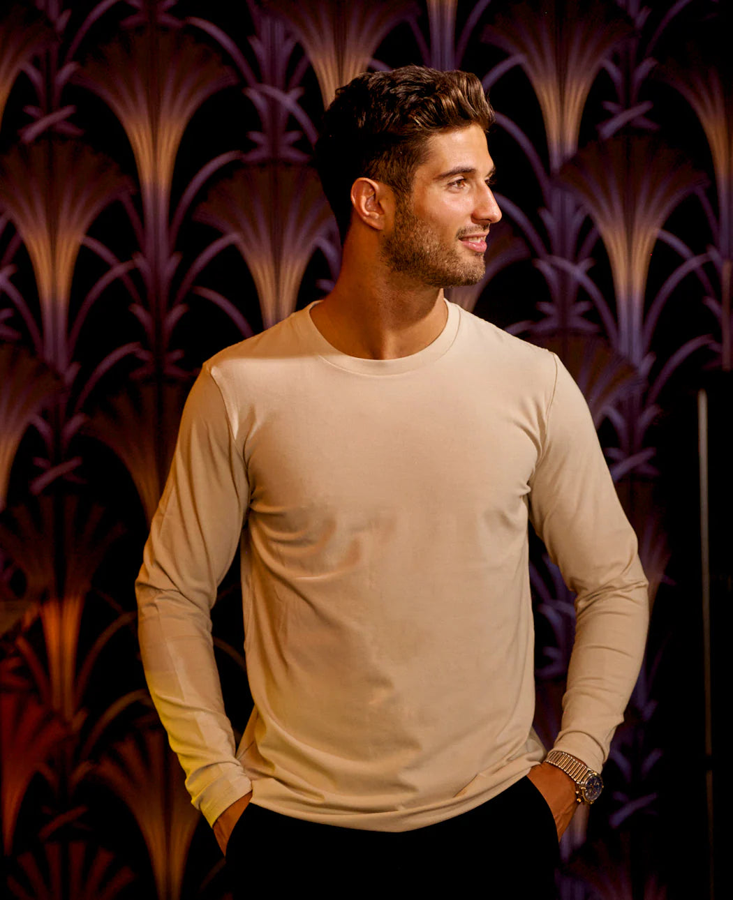 Langærmet Bambus T-shirt - Basic Sand