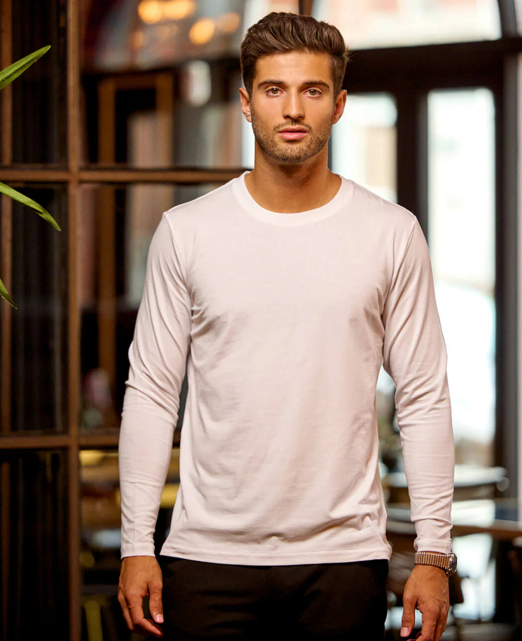 Langærmet Bambus T-shirt - Basic Hvid