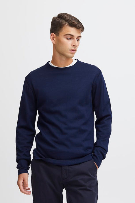 Kent Merino Knitted Pullover, Navy - Casual Friday 20501343 - 50410