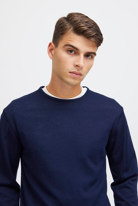 Kent Merino Knitted Pullover, Navy - Casual Friday 20501343 - 50410
