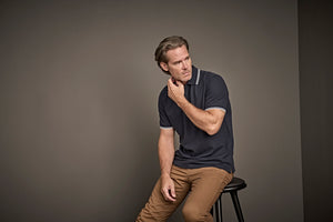 Luxury Stripe Stretch Polo, Sort/Hvid, Herre, Teejays - Style 1407