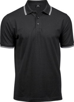 Luxury Stripe Stretch Polo, Sort/Hvid, Herre, Teejays - Style 1407