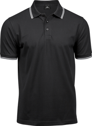 Luxury Stripe Stretch Polo, Sort/Hvid, Herre, Teejays - Style 1407
