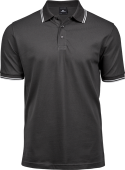 Luxury Stripe Stretch Polo, Mørk Grå/Hvid, Herre, Teejays - Style 1407