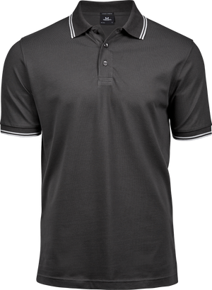Luxury Stripe Stretch Polo, Mørk Grå/Hvid, Herre, Teejays - Style 1407