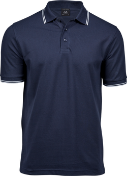 Luxury Stripe Stretch Polo, Navy/Hvid, Herre, Teejays - Style 1407