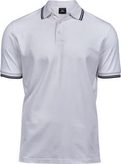 Luxury Stripe Stretch Polo, Hvid/Navy, Herre, Teejays - Style 1407