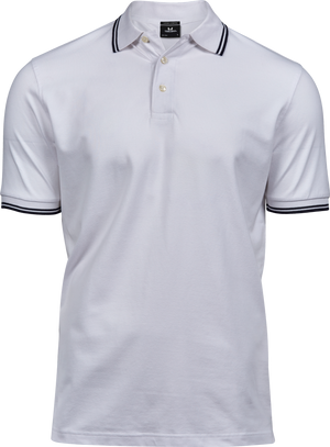 Luxury Stripe Stretch Polo, Hvid/Navy, Herre, Teejays - Style 1407