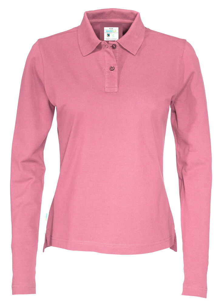 Pique Langærmet Polo, Pink - Dame - Cottover 141017