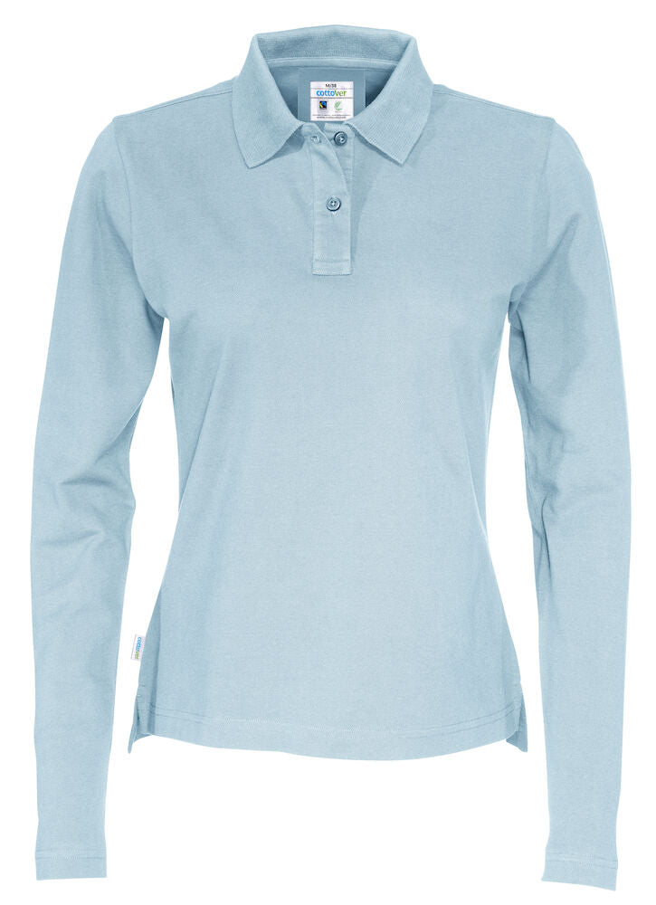 Pique Langærmet Polo, Lyseblå - Dame - Cottover 141017