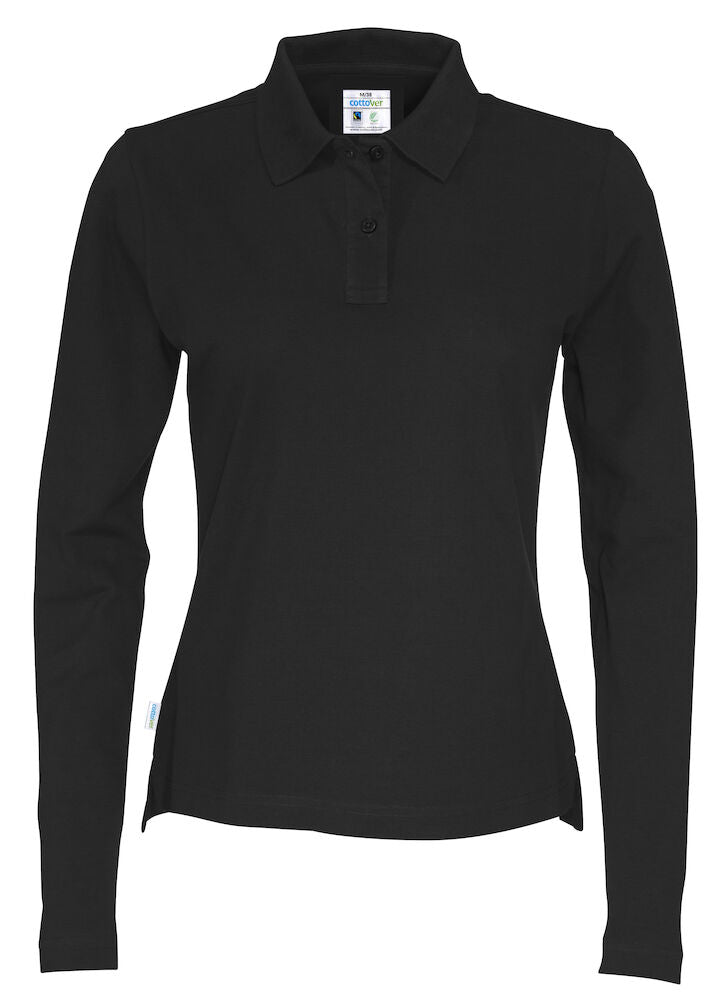 Pique Langærmet Polo, Sort - Dame - Cottover 141017