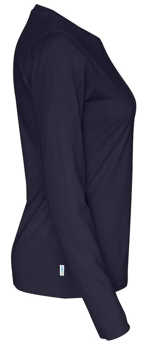Langærmet T-shirt, Navy - Dame - Cottover 141019