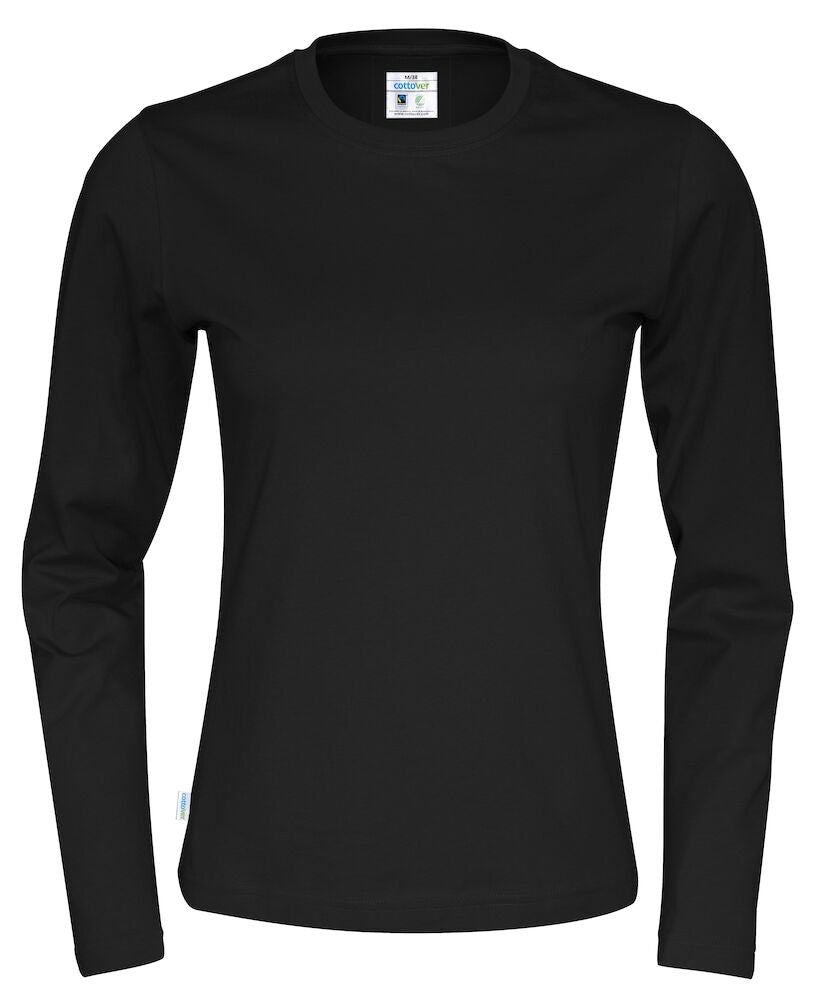 Langærmet T-shirt, Sort - Dame - Cottover 141019