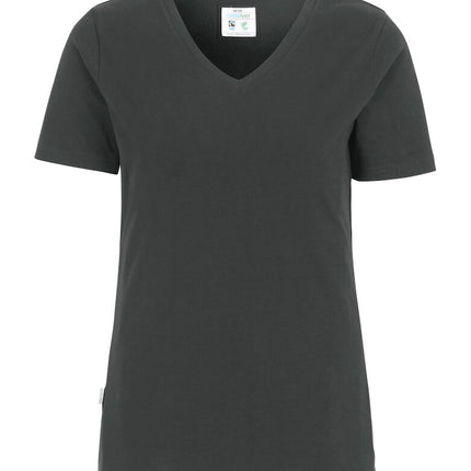 Slim Fit V-hals T-shirt, Mørkegrå - Dame - Cottover 141025