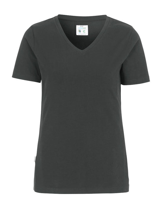 Slim Fit V-hals T-shirt, Mørkegrå - Dame - Cottover 141025
