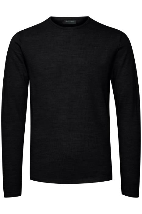 Kent Merino Knitted Pullover, Dark Grey Melange - Casual Friday 20501343 - 50818
