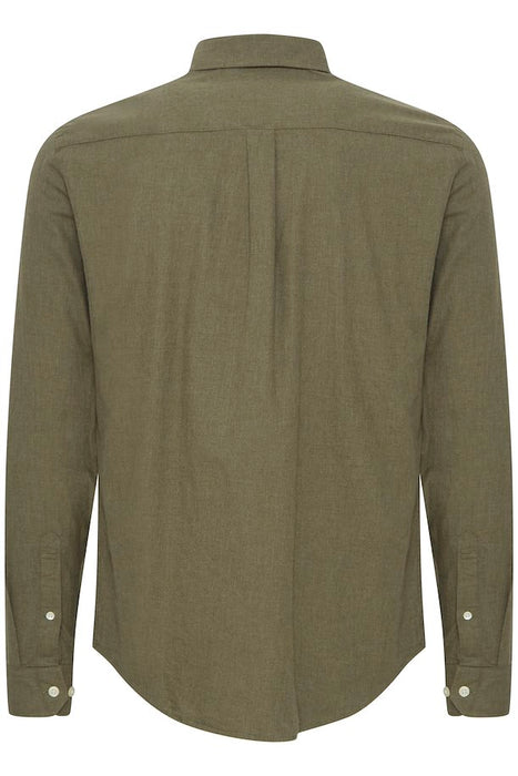 Anton Long Sleeved Shirt, Burnt Olive Melange - Casual Friday 20504573 - 1805211