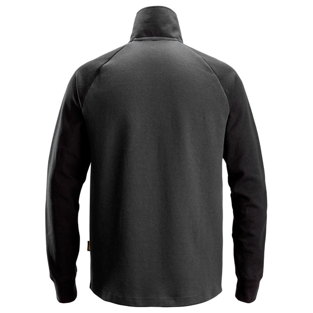 Tofarvet sweatshirt med kort lynlås, Stål Grå/Sort - Snickers 2841 - 5804