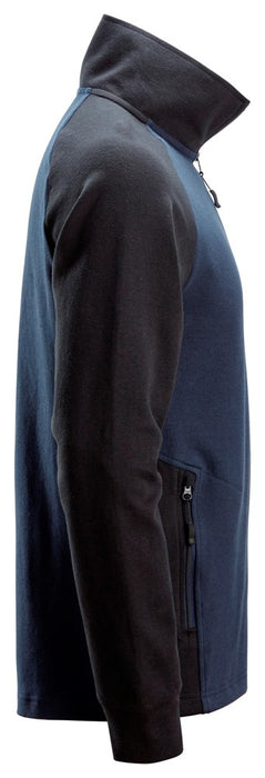 Tofarvet sweatshirt med kort lynlås, Navy/Sort - Snickers 2841 - 9504