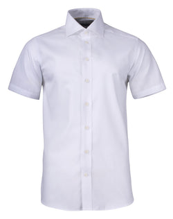 Strygefri Slim Fit Skjorte – Yellow Bow 50 K/Æ i Twill, Herre, Hvid - J.Harvest & Frost 2905022