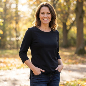 3/4 Ærmet T-shirt - Dame - Sort - ID313 | Female +40 years old