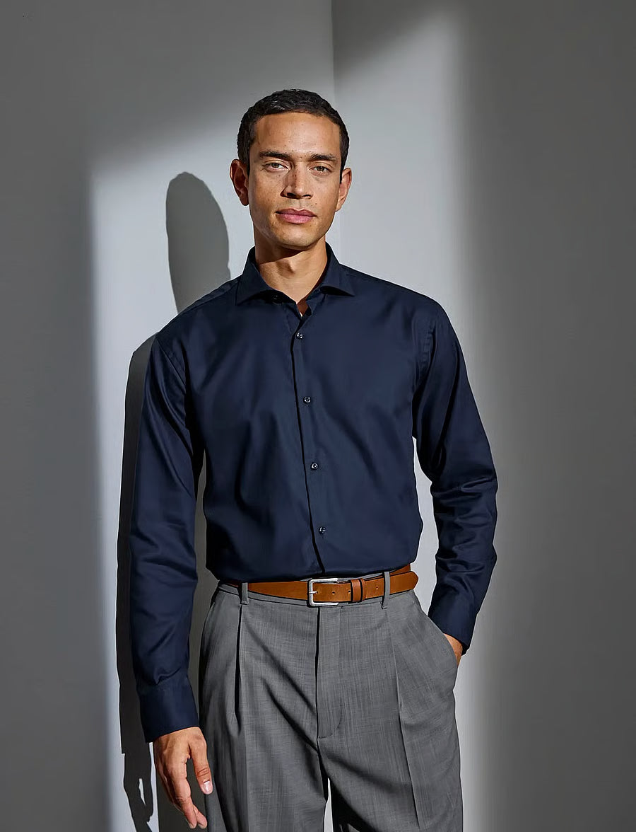 Fine Twill Moderne Business Skjorte, Navy, Seven Seas SS8