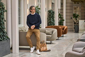 Essentiel crewneck-sweatshirt med X-stik, Mørk grå, Herre - Style 5504