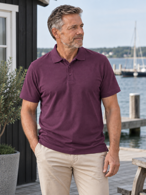 Classic Poloshirt Herre, Bordeaux