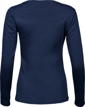 Langærmet Interlock Tee Dame - Navy - Teejays 590