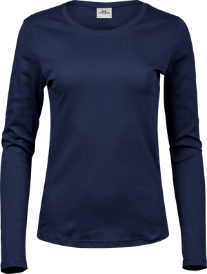 Langærmet Interlock Tee Dame - Navy - Teejays 590