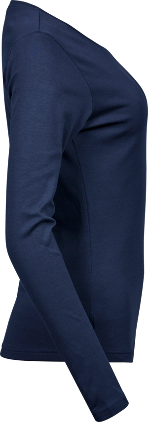 Langærmet Interlock Tee Dame - Navy - Teejays 590