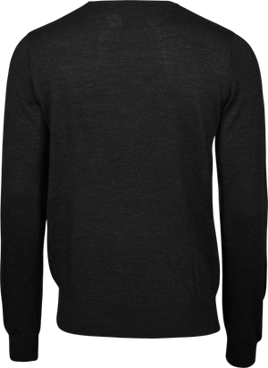 Crew Neck trøje med merinould Herre, Sort - Style 6000