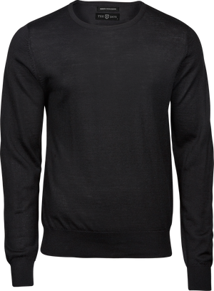 Crew Neck trøje med merinould Herre, Sort - Style 6000