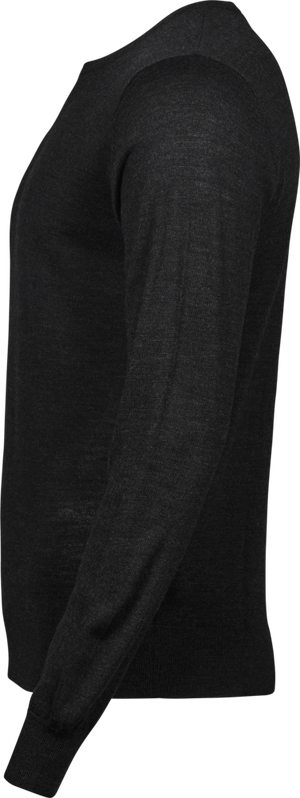 Crew Neck trøje med merinould Herre, Sort - Style 6000