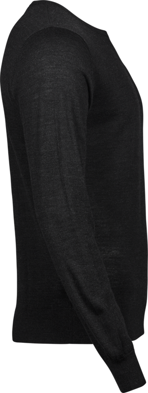 Crew Neck trøje med merinould Herre, Sort - Style 6000
