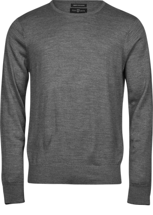 Crew Neck trøje med merinould Herre, Grå - Style 6000